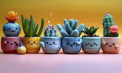 Cute cactus is smiling.可愛いサボテンが笑ってる,Generative AI - obrazy, fototapety, plakaty