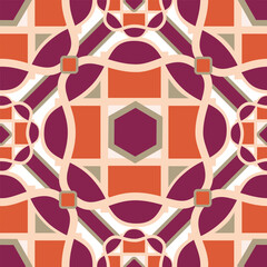Abstract geometric shapes and line seamless pattern. Arabesque tile texture. Modern mosaic background for web site business graphics.
