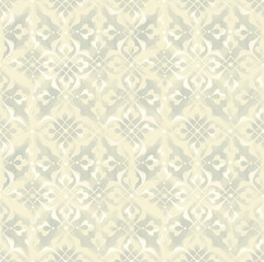 Seamless arabesque minimal abstract organic shapes pattern. Floral geometric brocade texture. Fabric background. Abstract trendy fabric design style.