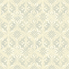 Seamless arabesque minimal abstract organic shapes pattern. Floral geometric brocade texture. Fabric background. Abstract trendy fabric design style.