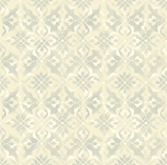 Seamless arabesque minimal abstract organic shapes pattern. Floral geometric brocade texture. Fabric background. Abstract trendy fabric design style.