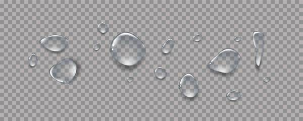 Rain transparent drops flow down the glass.Realistic wet condensation texture.Fresh water splash effect on the surface.Liquid spreading droplet shapes. - obrazy, fototapety, plakaty