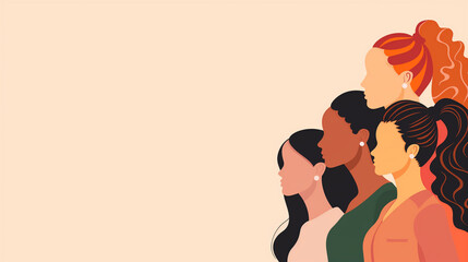 Women of different ethnicities together illustration, women's Day background, woman empowerment, women of different ethnicities, women background, women banner