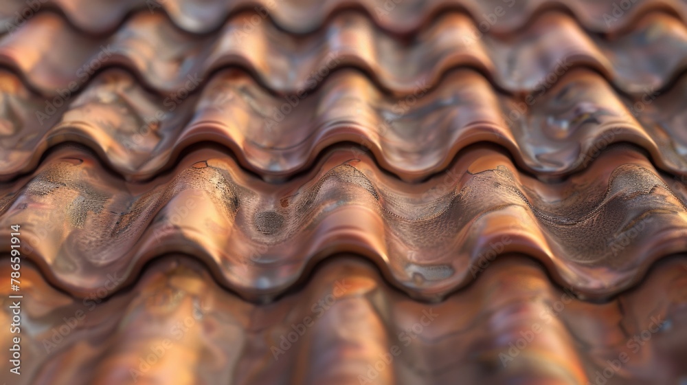 Poster detailed close up of a metal roof with a wave pattern, suitable for architectural and industrial des