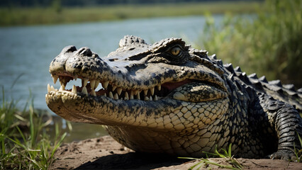 Apex Predator Revealed: Full-Body Portrait of a Crocodile in its Natural Habitat (8K Photo)