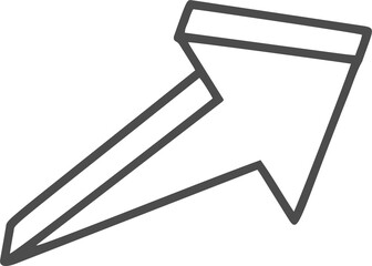 Hand drawn doodle arrow. Pencil line sketch. Curve design element. Outline sign of cursor. Graphic vintage mark and bold silhouette