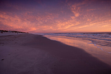 Fototapeta na wymiar Sunset in Petten aan Zee, The Netherlands.