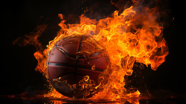 burning basket ball on fire
