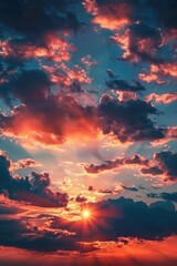 Fototapeta premium A beautiful sunset with clouds in the sky. Suitable for various design projects