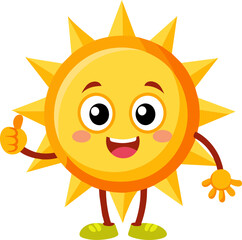 sun mascot doing thumbs up gesture , cute design
