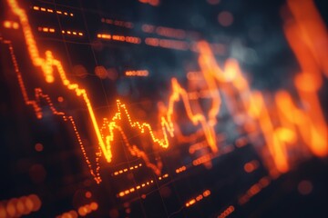 Digital stock market graph on futuristic screen, depicting financial data and economic growth