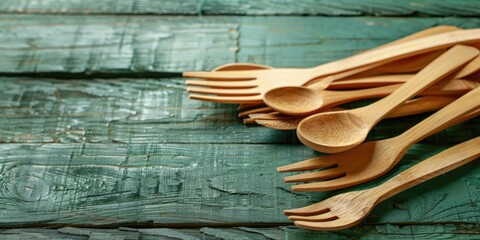 A collection of wooden spoons on a table, perfect for kitchen or cooking concepts
