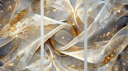 3 Panel Wall Art, Frosted Glass with Gold and Diamond Dust Accents