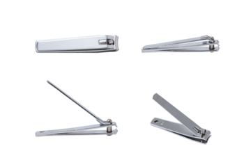 Stainless steel nail clippers with transparent background