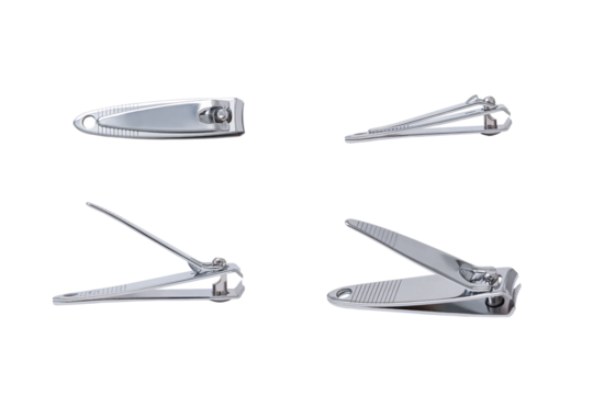 Stainless steel nail clippers with transparent background