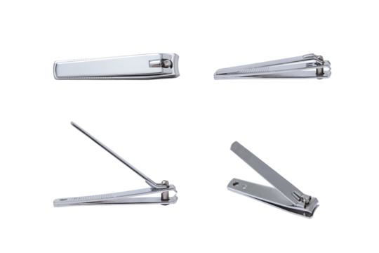 Stainless steel nail clippers with transparent background
