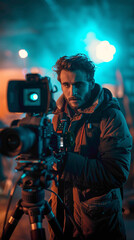 A Film Director Directing films, hyperrealistic Film photography
