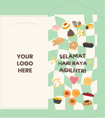 Money Packet Design Sampul Raya Vector Kuih Raya Eid Mubarak