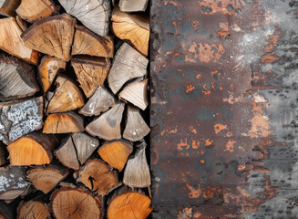 Weathered wood and rusty metal textures.
