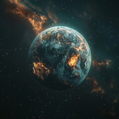 Space Odyssey: 3D Rendering of Earth in the Cosmos