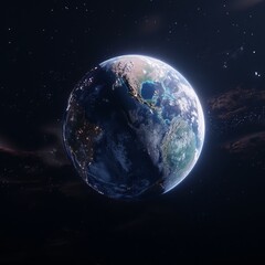 Fototapeta na wymiar Galactic Perspective: 3D Earth Render in Outer Space