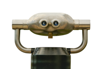 Modern looking Tourist Coin Operated Sightseeing Telescope Tower Viewer Isolated on Transparent Background. Transparent PNG.