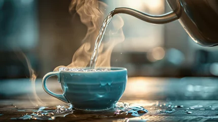  Pouring hot water in cup © Neo