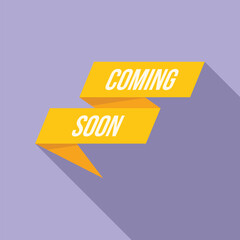 Coming soon store add icon flat vector. Online marketing. Modern seal