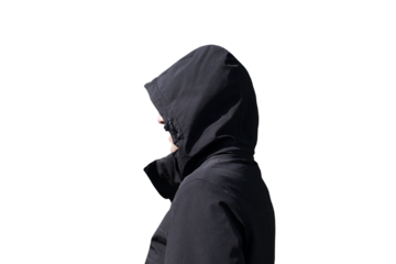 Portrait of a man in a hood isolated