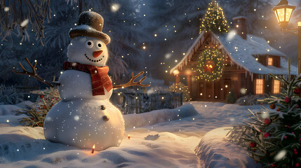 Obraz premium Happy Christmas - Snowman 
