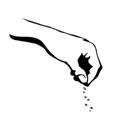 A hand is holding a pinch of salt. Vector drawing - 786600717