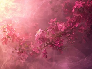 Magenta Blossoms Unfurling Against Vibrant Backdrop - Enchanting Floral Beauty