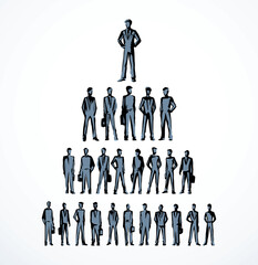 Vector drawing. Business pyramid of employees - 786600769