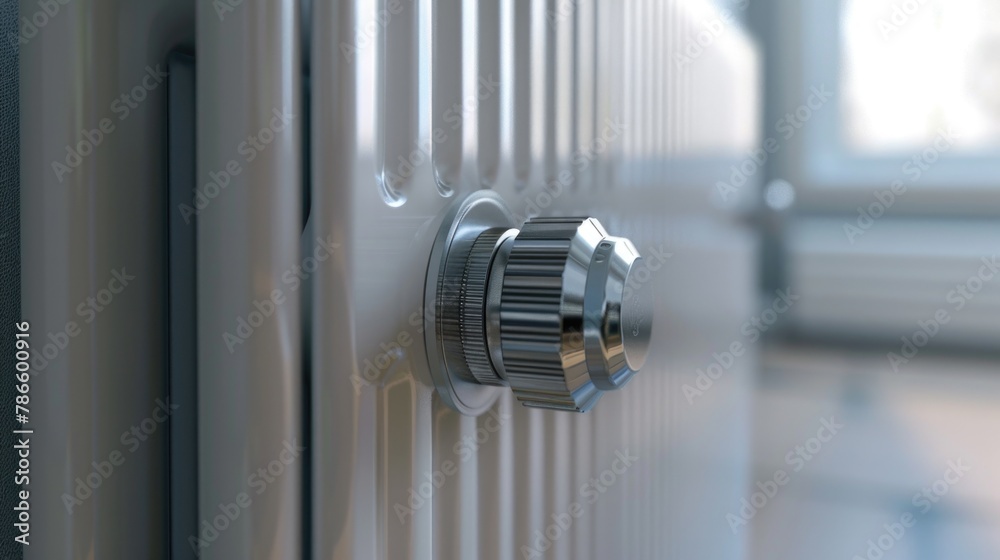 Poster detailed view of a door handle attached to a radiator. suitable for home improvement projects