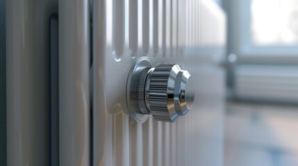 Detailed view of a door handle attached to a radiator. Suitable for home improvement projects