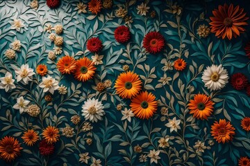 Floral patterns on a wall canvas, a background that turns nature into art.