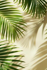 A detailed view of a palm leaf against a wall. Ideal for tropical and nature-themed designs