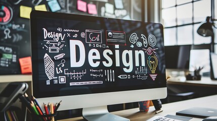 A vibrant graphic design concept showcasing digital marketing strategies and project management tools for enhancing website user experience (UX) and interface design.