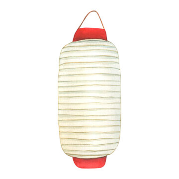 recommend clip art: Japanese Paper Lantern isolated. Watercolor illustration Chinese traditional lanterns for the Chinese New Year festival. Hand drawn illustration of national Japan, China, Asia