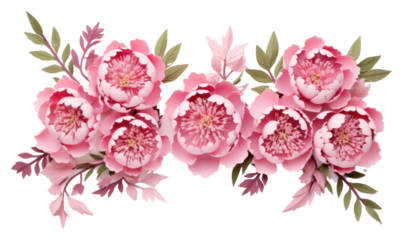 PNG  Peony floral border flower plant art