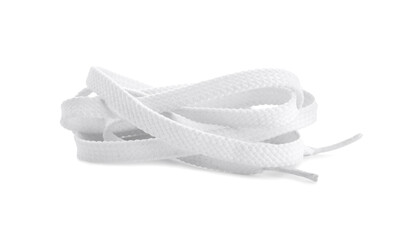 Stylish long shoe laces isolated on white