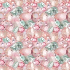 Seamless pattern with delicate rose quartz stones.