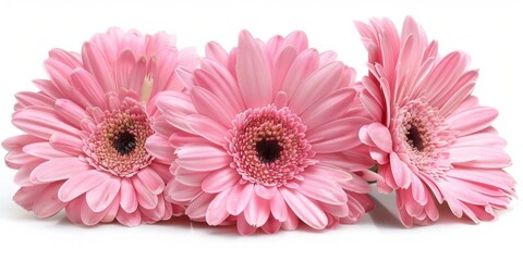 Pink flowers on a white surface, suitable for various design projects