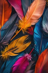 A vibrant pile of colorful feathers. Perfect for arts and crafts projects