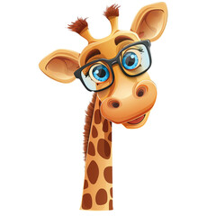 Giraffe in Vision Glasses Cartoon illustration