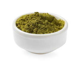 Henna powder in bowl isolated on white