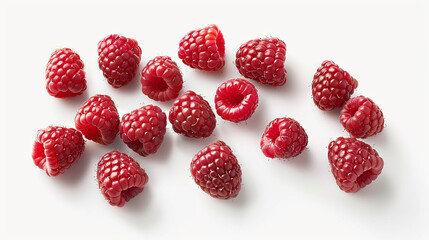 Red raspberries on a gray background.