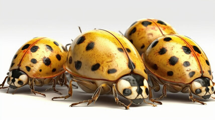 Ladybug Beetle, Ladybug Beetles, Insects, on a White Background