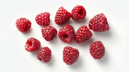 Red raspberries on a gray background.