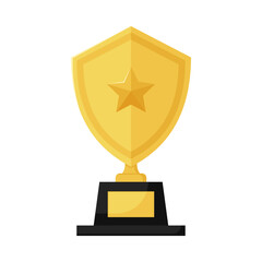 Flat illustration of victory trophy on isolated background